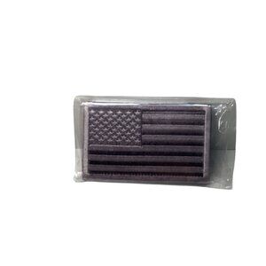 2 Hook & Loop Patches Embroidered Silver Black American Flag 3.5" X 2" New